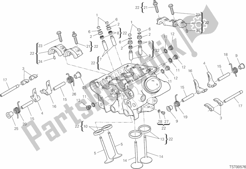 All parts for the Vertical Head of the Ducati Diavel Xdiavel S Brasil 1260 2019